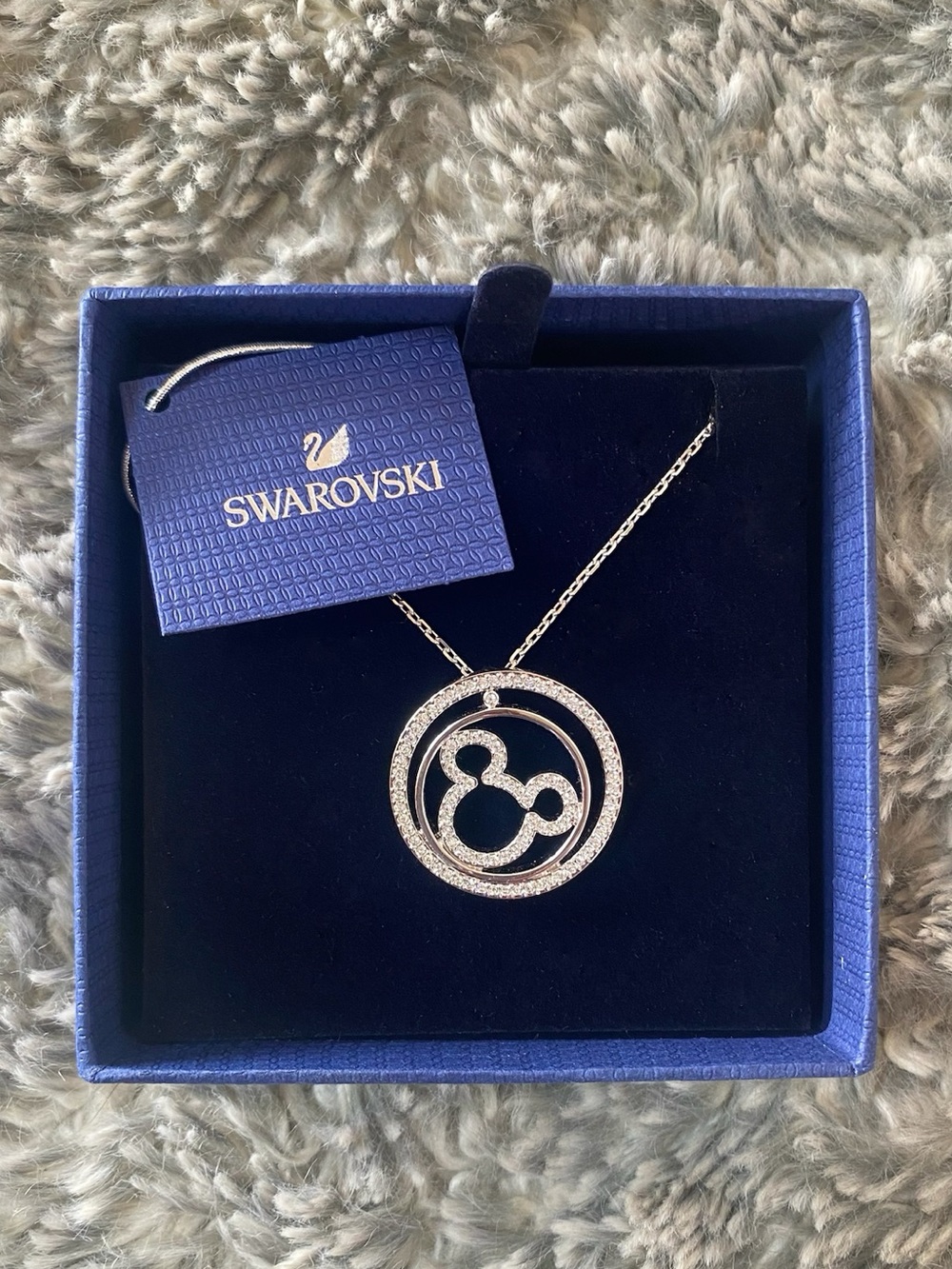 Swarovski Silver Crystal Mickey Silhouette Pendant Necklace